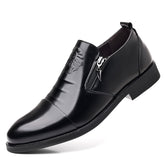 Italian Hand-embossed Zipper Leather Short Boots
