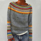 Unique Print Round Neck Long Sleeve Sweater