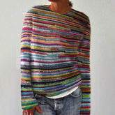 Unique Print Round Neck Long Sleeve Sweater