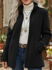 Full-Zip Lambswool-Feel Stand Collar Jacket