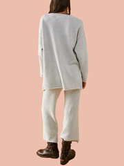 Button Knit Sweater 2-Piece Loungewear Set (Buy 2 Free Shipping)